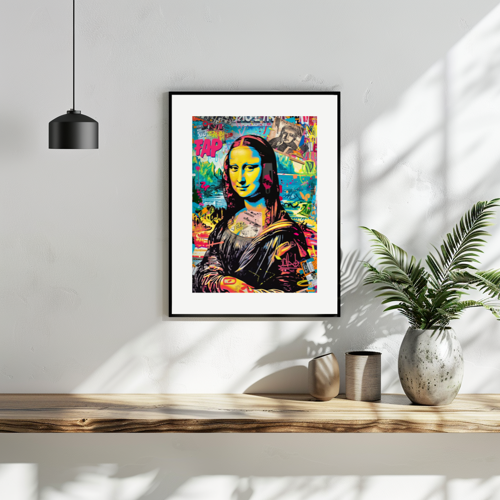 Cuadro Colorido Moderno Con Marco Mona Lisa