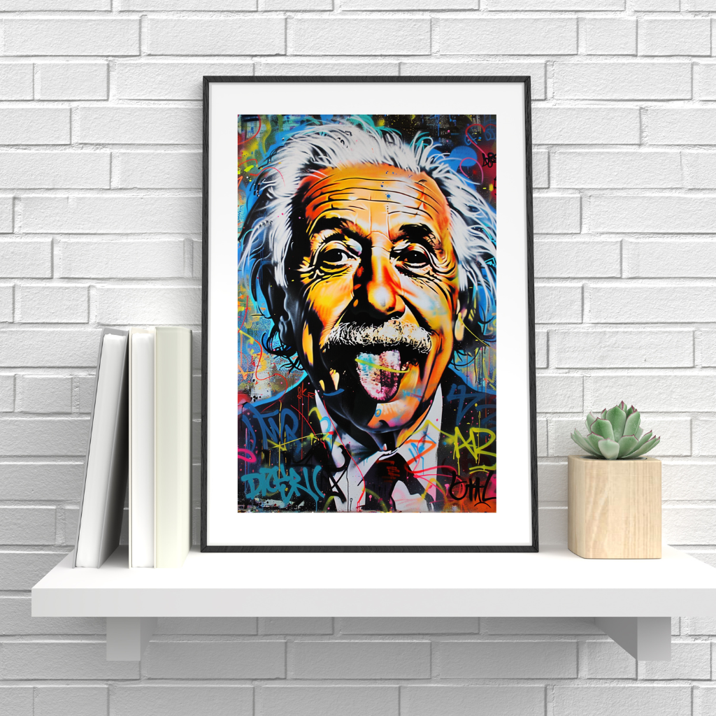 Cuadro Colorido Moderno Con Marco Albert Einstein