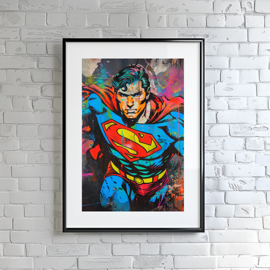 Cuadro Colorido Moderno Con Marco Superman